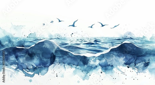 World Sea Day. white background, watercolor style. text Digital illustration --ar 9:5 --stylize 250 Job ID: 26848cfc-4364-4101-9097-f5a4eb880489