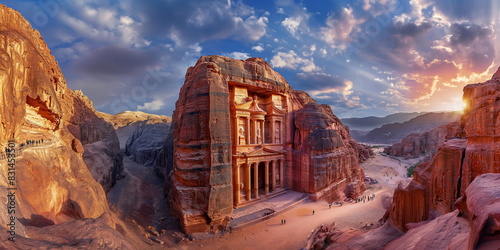 The panorama of Petra Jordan presents an amazing v_008