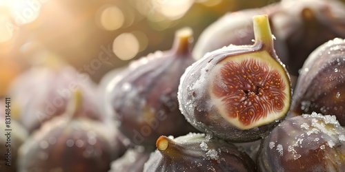 Exploring the decay process and mold spores through a close-up of moldy purple figs. Concept Mold Growth, Decay Process, Close-up Photography, Purple Figs, Spore Analysis