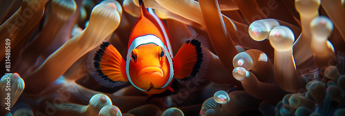 Clownfish Among Sea Anemones in Coral Reef