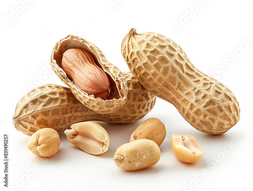 Appetizing peanuts isolated on white background, close-up