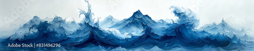 Blue Wave on White Background