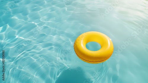 水面に浮かぶ黄色い浮き輪