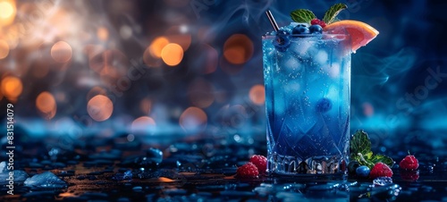 Cocktail Blue Lagoon free space for text food photography by Canon EOS R6 Mark II , Mid-range shots --ar 20:9 --stylize 250 Job ID: e37a4bb0-4dea-4858-be0d-af85700f9599