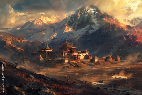 Traditional Tibetan Buddhist Monastery in the Himalayas