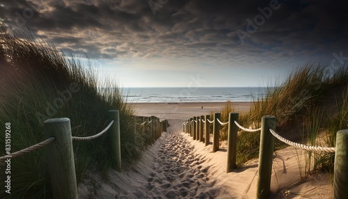 path to sand beach in north sea