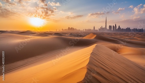 dubai desert at sunset united arab emirates