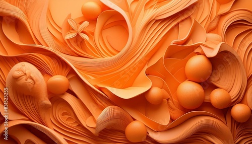 abstract monochromatic orange art piece incorporating varying intensities and textures