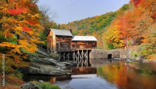 west virginia grist mill in full autumn colors