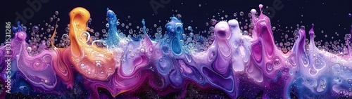 Abstract Liquid Art in blue, and pink collide. Best for glowing abstract backgrounds