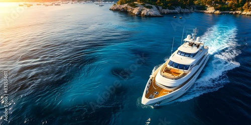 Luxury Yachts on the Blue Adriatic Sea: A Stunning Aerial Perspective. Concept Luxury Yachts, Blue Adriatic Sea, Aerial Perspective, Stunning Views