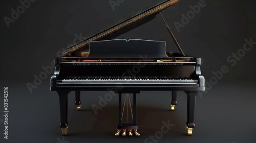 Grand piano stands against dark background, grand piano is beautiful instrument but it's not good investment.