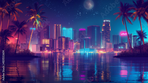 night city in retrowave style