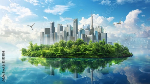 Modern city and environmental technology concept. Sustainable development goals.