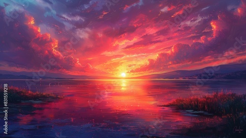 summer solstice sunset, during the june solstice, witness a beautiful sunset painting the sky in orange and pink, a truly stunning and breathtaking view