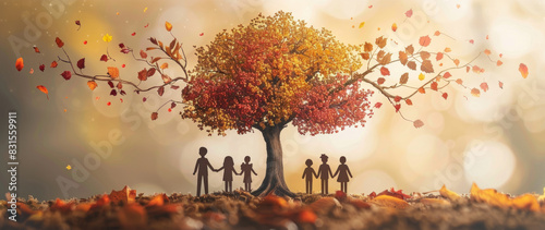 cultural heritage art, an artwork showing a family tree with symbolic branches to celebrate international day of families