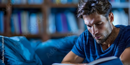 Man finds it difficult to focus on reading at home due to andropause. Concept Andropause Symptoms, Difficulty Focusing, Reading Habits, Home Environment, Coping Strategies