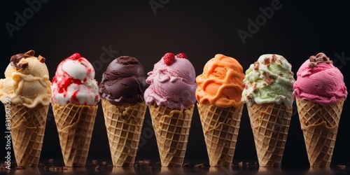 ice cream in a waffle cone Generative AI