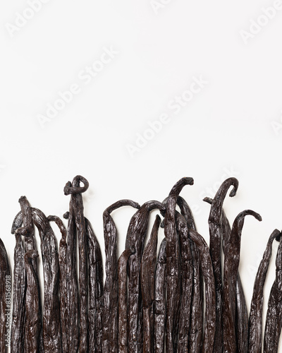 Vanilla beans on white background