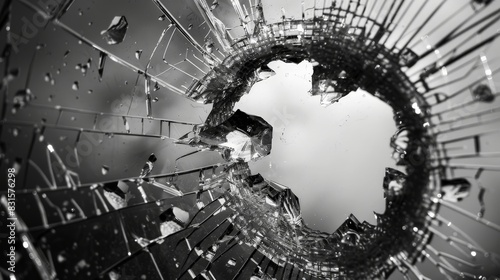 broken glass with hole, black and white, shattered dreams, stress, wallpaper