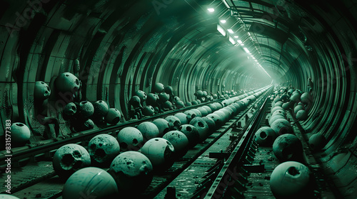 Tunnel souterrain avec rails