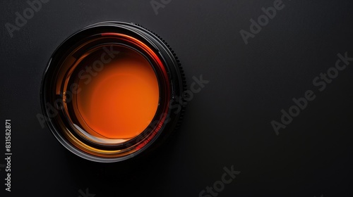 Orange oil filter diaphragm against a dark black backdrop