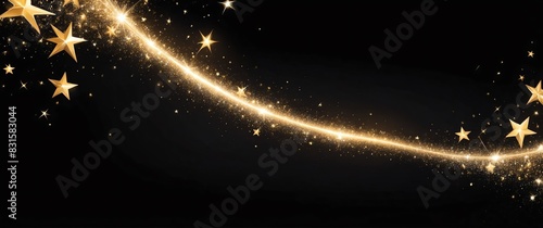 shining stars on plain bright black background illustration banner design