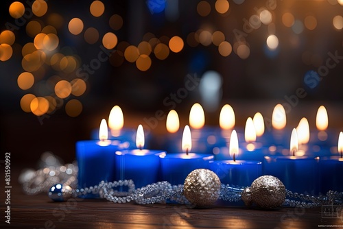candles and christmas decorations, generative ai