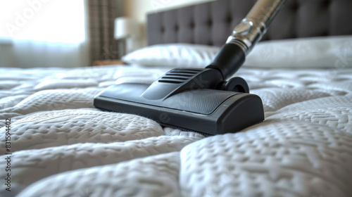 vacuum cleaner on a bed