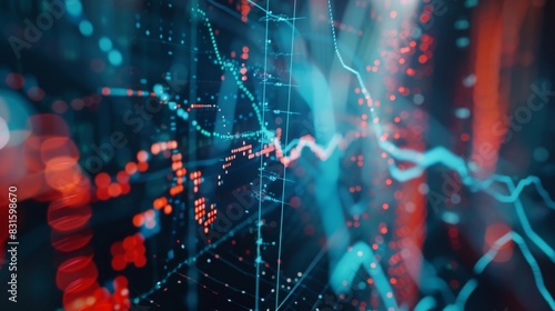 Explore the intersection of artificial intelligence and finance through this striking image of neural networks interacting with stock market charts.