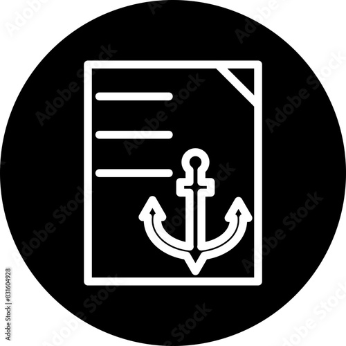 Anchor Text Line White Circle Black Icon Design