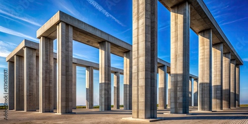 Concrete columns standing tall under a clear sky