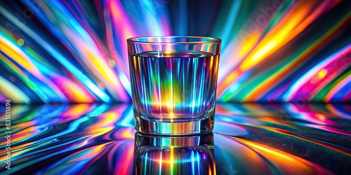 Abstract glass background with colorful light emitter iridescent neon holographic gradient