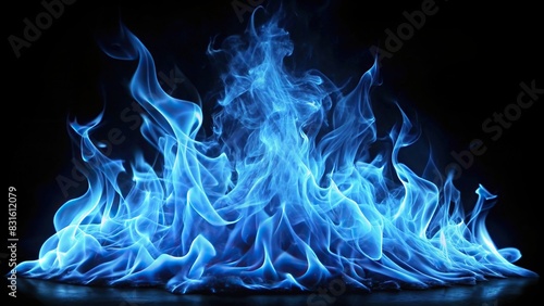 Blue fire burning brightly in isolation