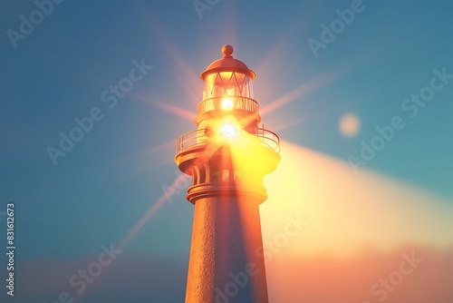 Beaming lighthouse emoji with rotating light