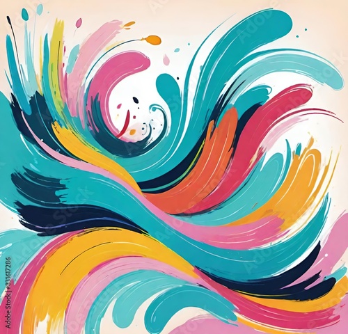 abstract background with waves, rainbow, flower, pattern, wave, swirl, art, floral, card, wallpaper, decoration, colorful, color, line, element
