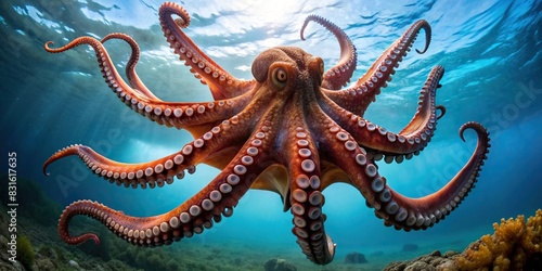Giant Pacific octopus isolated on background