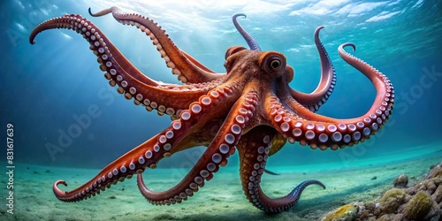 Giant Pacific octopus isolated on background