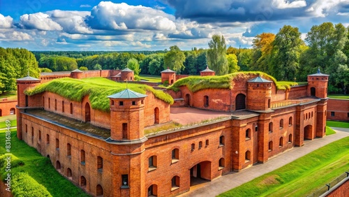 Historical Brest Hero Fortress Museum 5th Fort in Belarus with brick walls and greenery