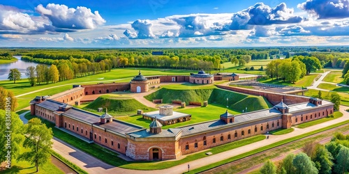 Description Scenic landscape of the Brest Hero Fortress Museum 5th Fort in Belarus on a sunny day