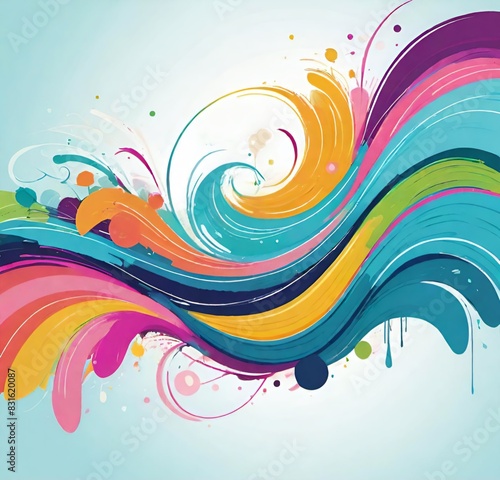 abstract colorful background, illustration, wave, swirl, rainbow, floral, art, color, flower, pattern, card, wallpaper, line, water, decoration, colorful