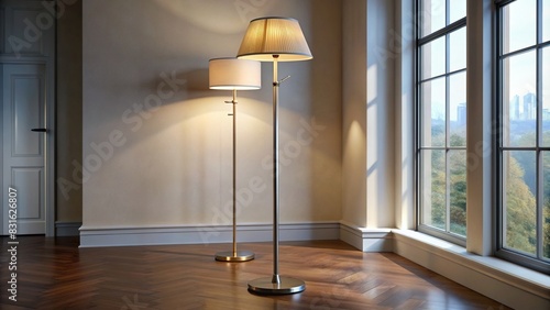 Tall floor lamp with adjustable arm and shades