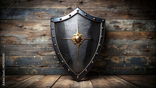 Iconic fantasy black knight shield on background