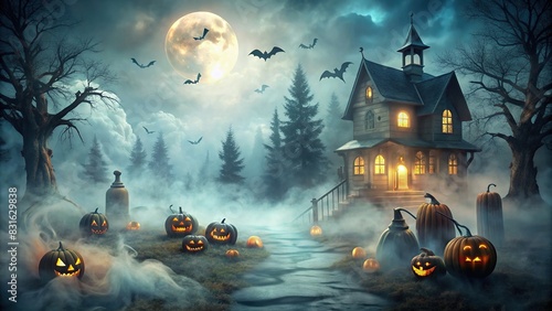Spooky fog overlay perfect for adding a haunting atmosphere to your designs, featuring a Halloween theme