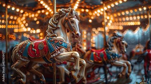 a carousel with a horse and a merry go round