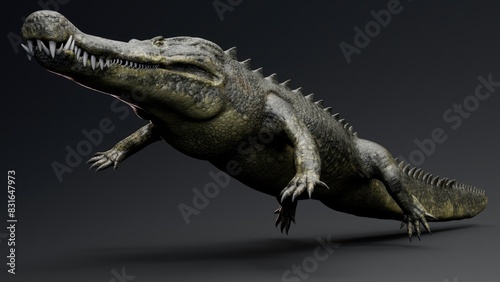 Deinosuchus Big Crocodile Model of background, 3d rendering