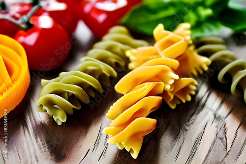  assorted colored pasta on table 