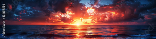 panorama sunrise or sunset with epic clouds, dawn or dusk, morning or evening. Wall Art Poster Print Design for Home Decor, Decoration Artwork, High Resolution Wallpaper and Background for Computer