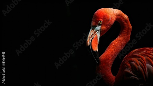 Flamingo beauty a close up of the majestic bird against a dark sky background for travel and nature lovers