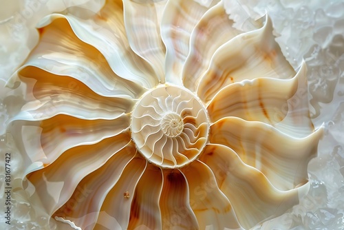 Spiraling nautilus shell emoji with natural pattern